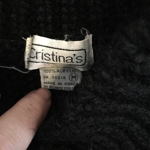 Cristina’s Black and White Shawl Neck Pullover Sweater Medium - Picture 13 of 13